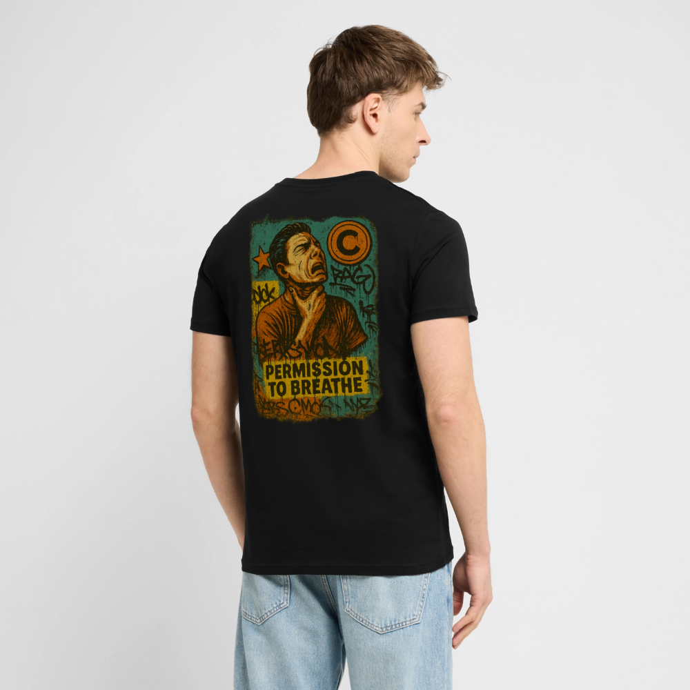 Permission to Breathe - Cotton Unisex Tshirt (Graffiti Version) - black