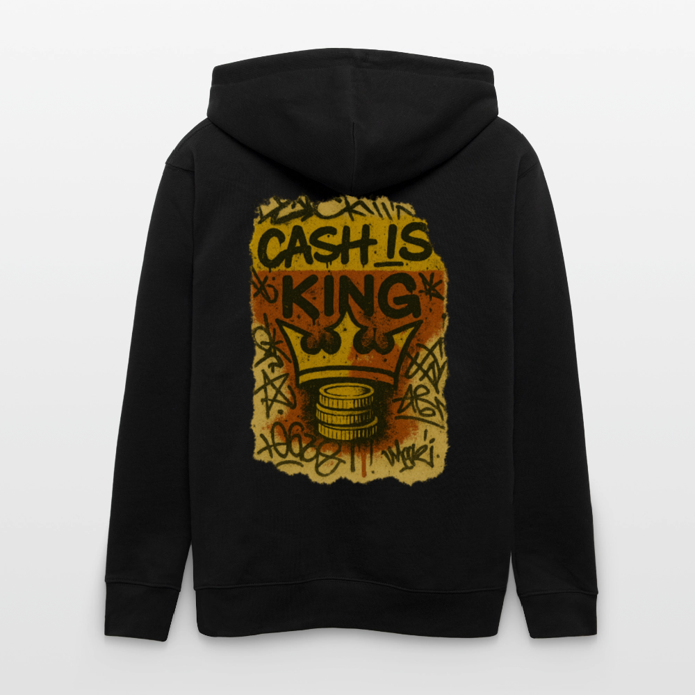 Cash is King Graffiti - Unisex Organic Zipped Hoodie - black