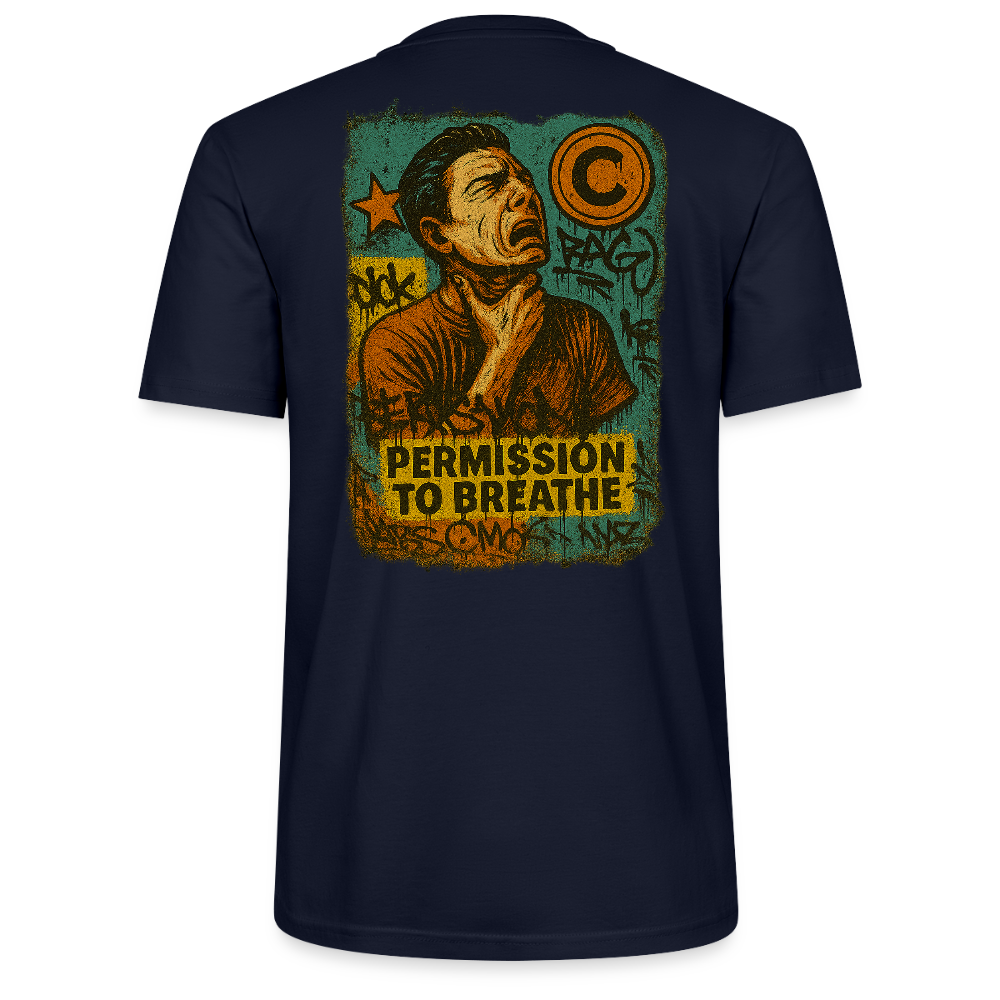 Permission to Breathe - Cotton Unisex Tshirt (Graffiti Version) - navy