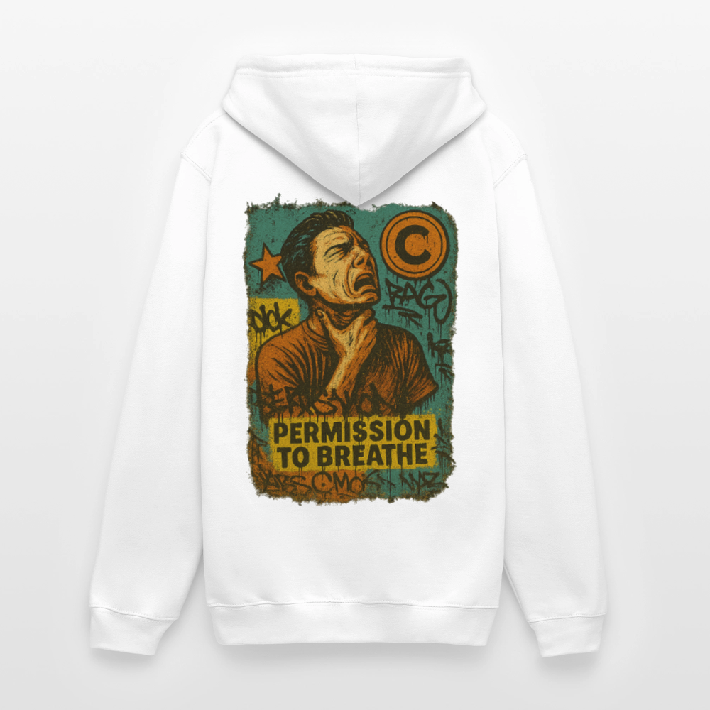 Permission to Breathe - Cotton Unisex Hoodie (Graffiti Version) - white