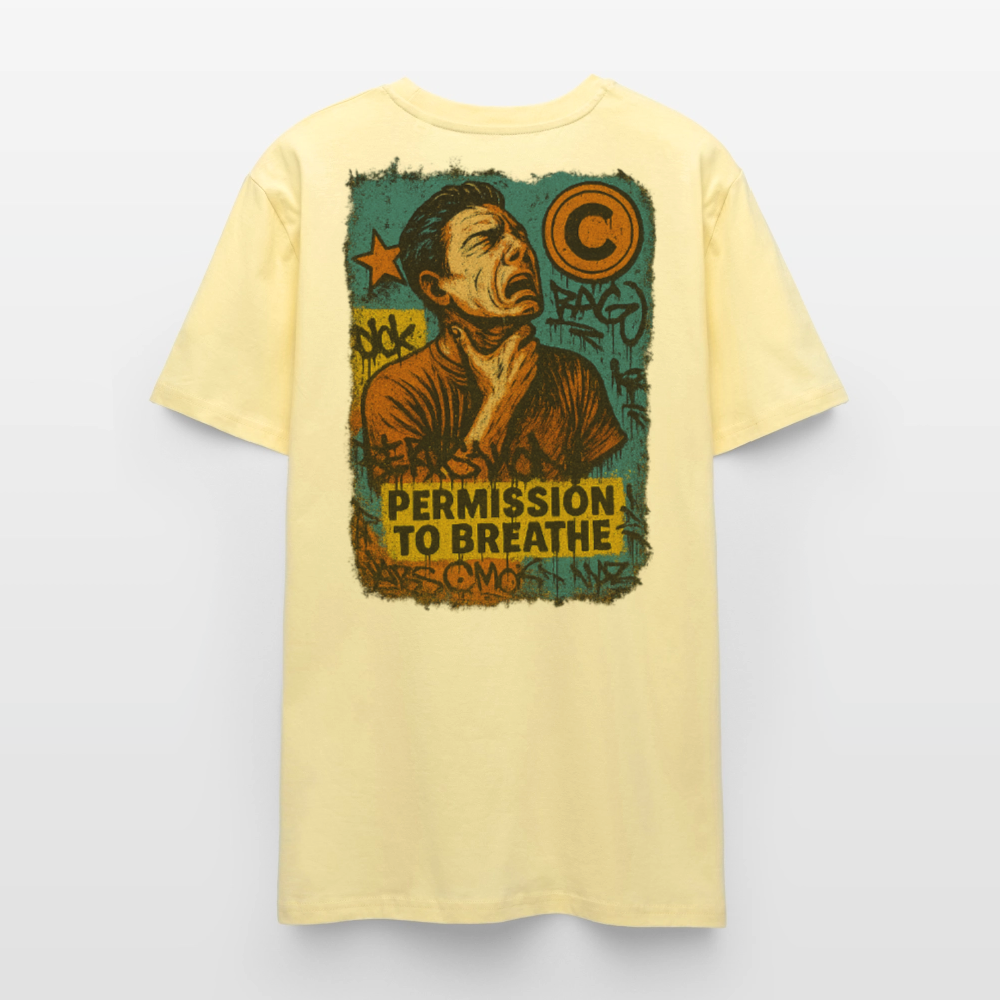 Permission to Breathe - Cotton Unisex Tshirt (Graffiti Version) - cream
