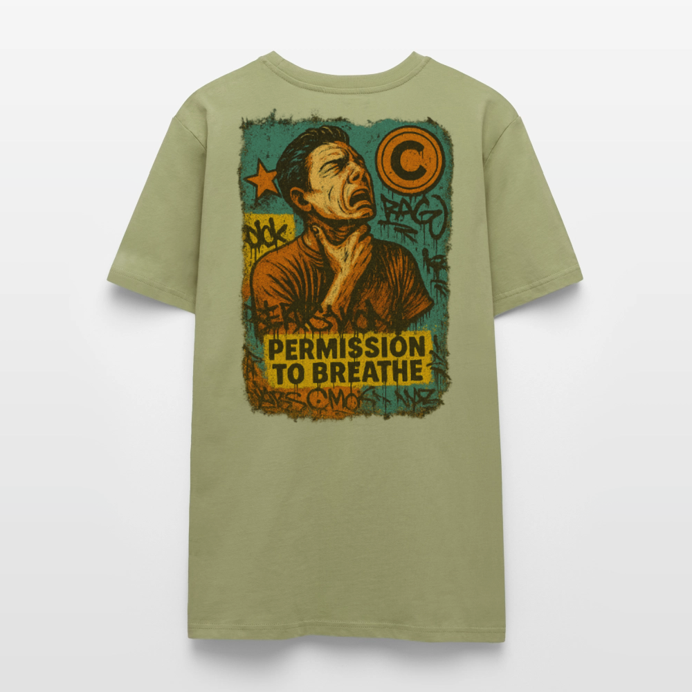 Permission to Breathe - Cotton Unisex Tshirt (Graffiti Version) - sage