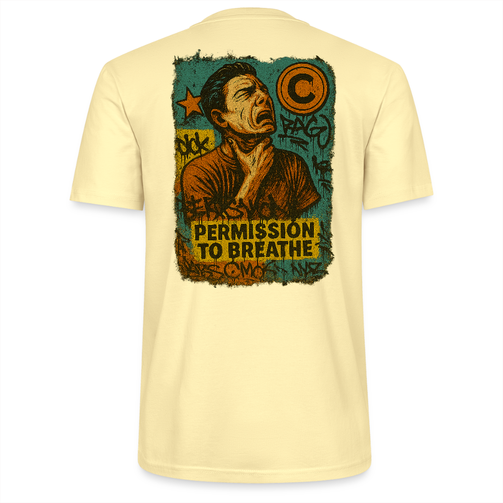 Permission to Breathe - Cotton Unisex Tshirt (Graffiti Version) - cream