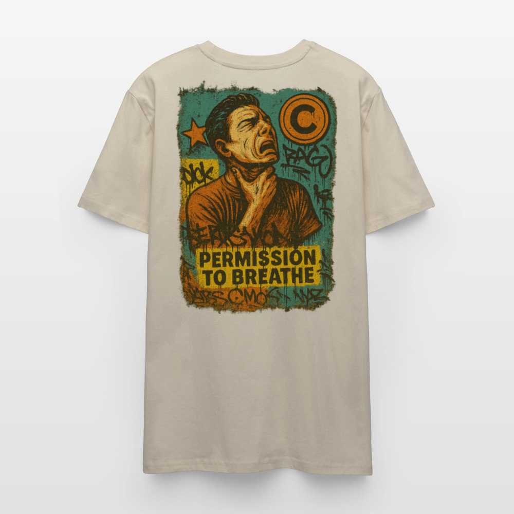 Permission to Breathe - Cotton Unisex Tshirt (Graffiti Version) - beige