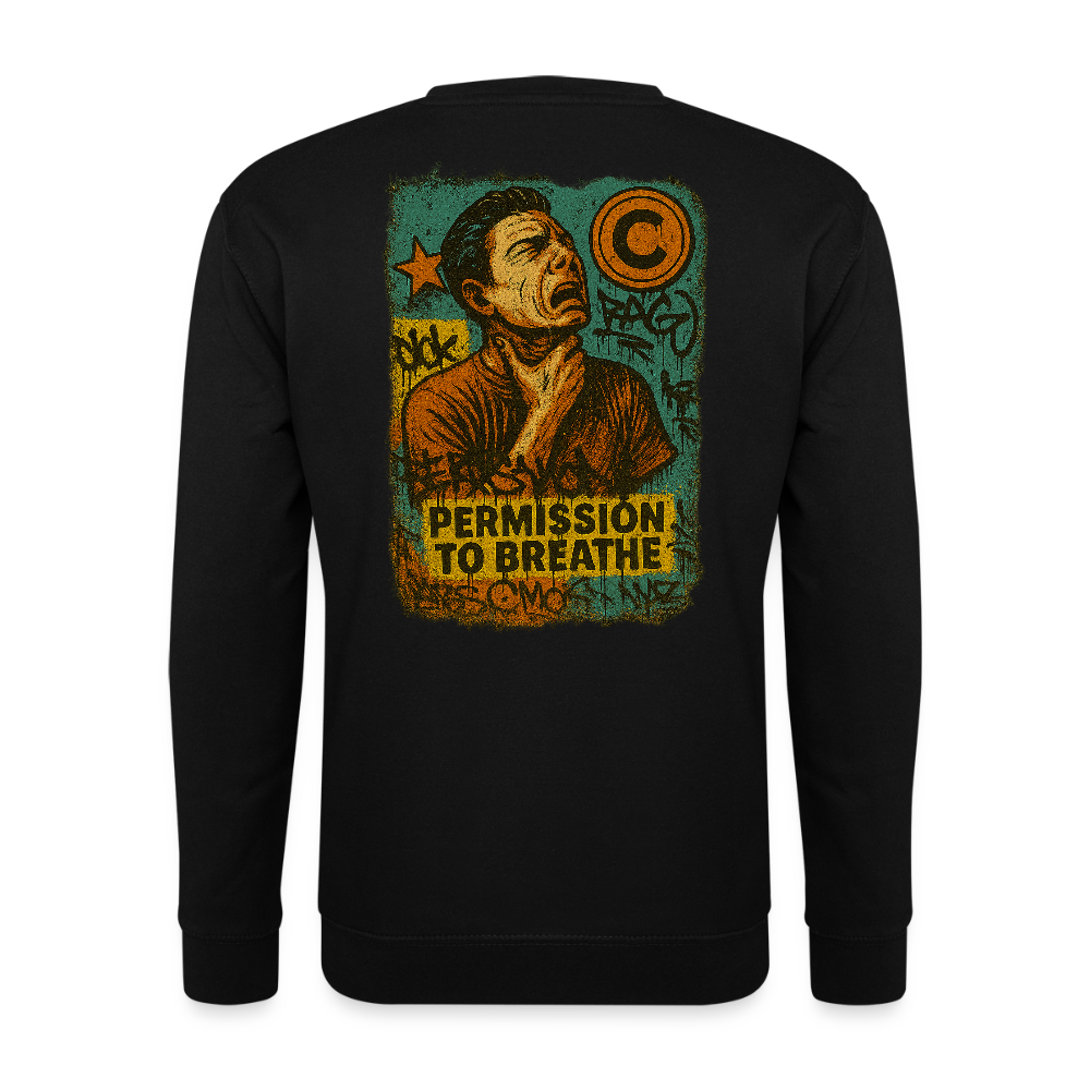 Permission to Breathe - Cotton Unisex Sweatshirt (Graffiti Version) - black