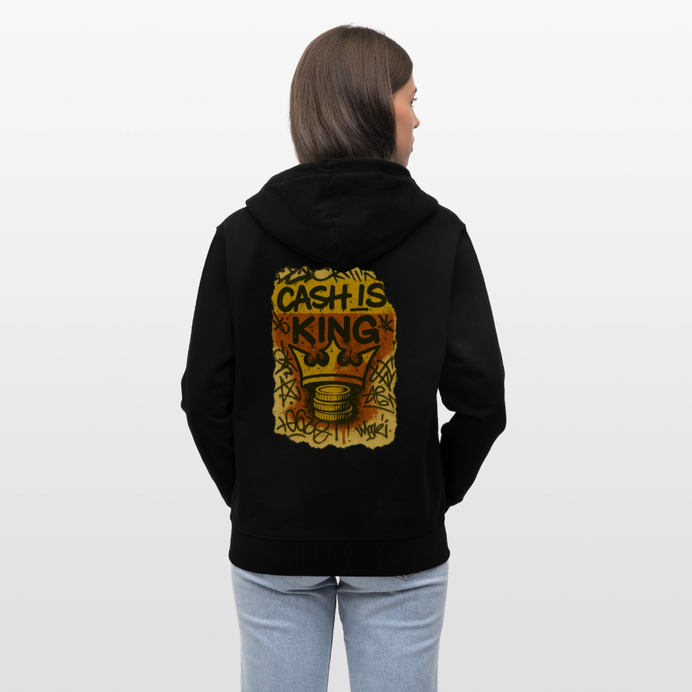Cash is King Graffiti - Unisex Organic Zipped Hoodie - black
