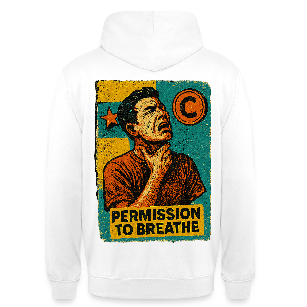 Permission to Breathe - Cotton Unisex Hoodie - white