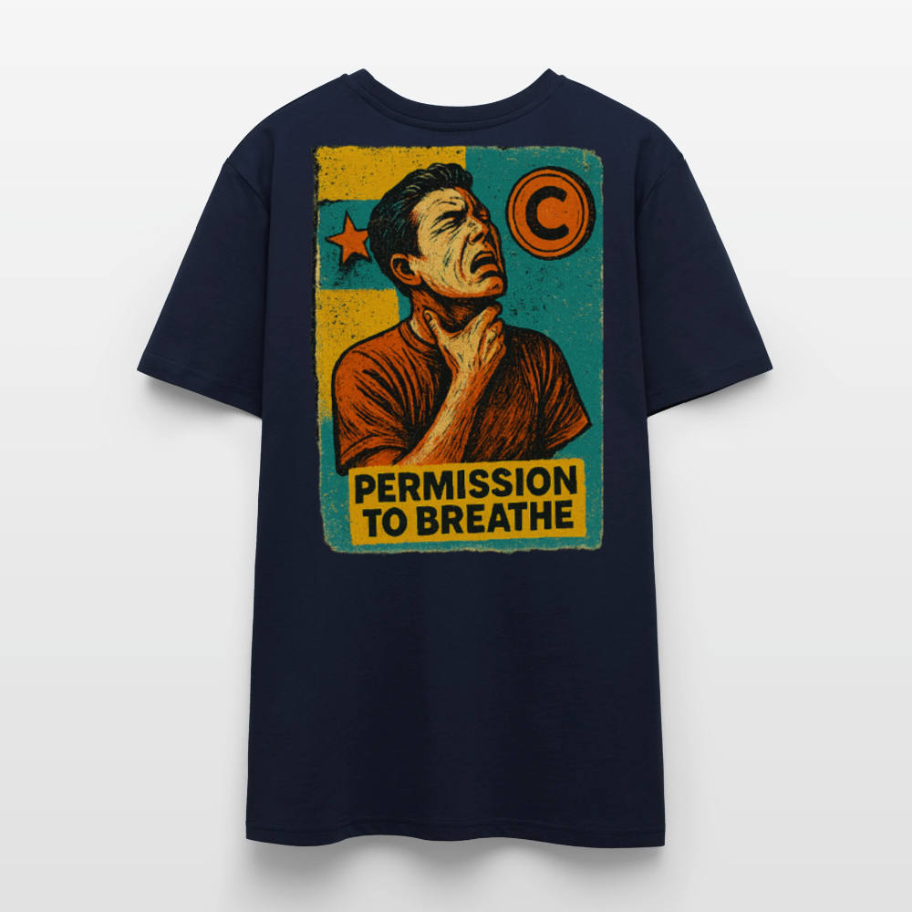 Permission to Breathe - Cotton Unisex Tshirt - navy