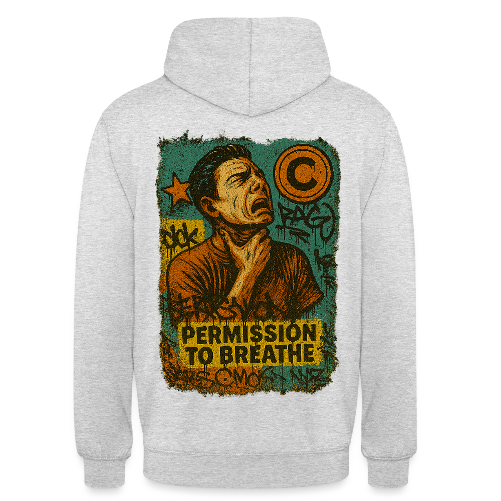 Permission to Breathe - Cotton Unisex Hoodie (Graffiti Version) - light heather grey