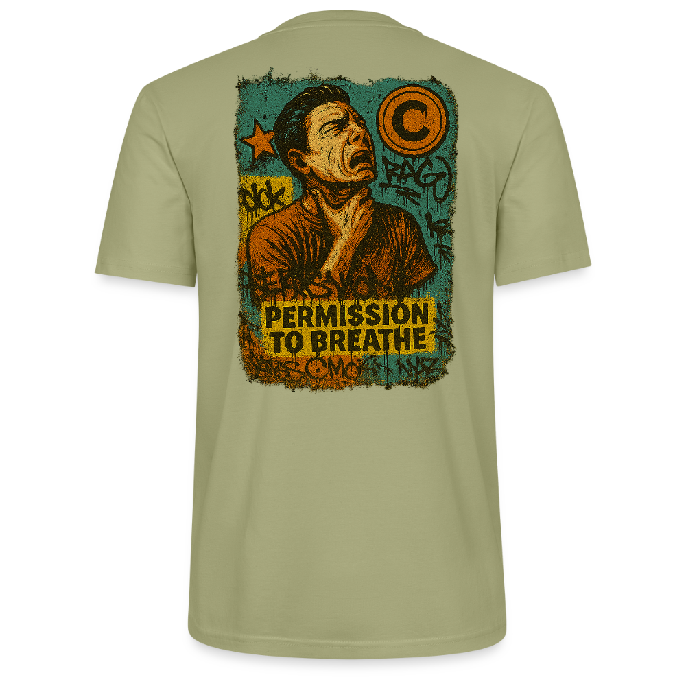 Permission to Breathe - Cotton Unisex Tshirt (Graffiti Version) - sage