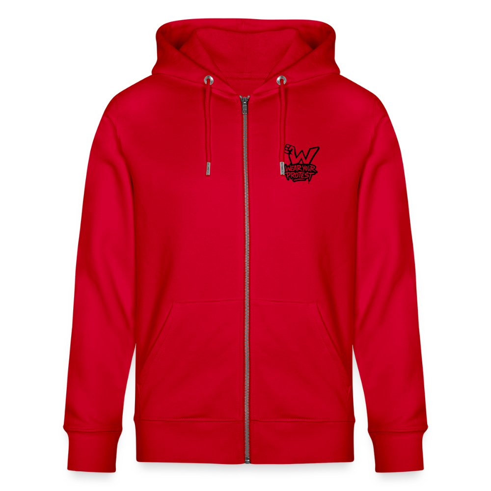Plain Wear Your Protest - Unisex Organic Zipped Hoodie - red