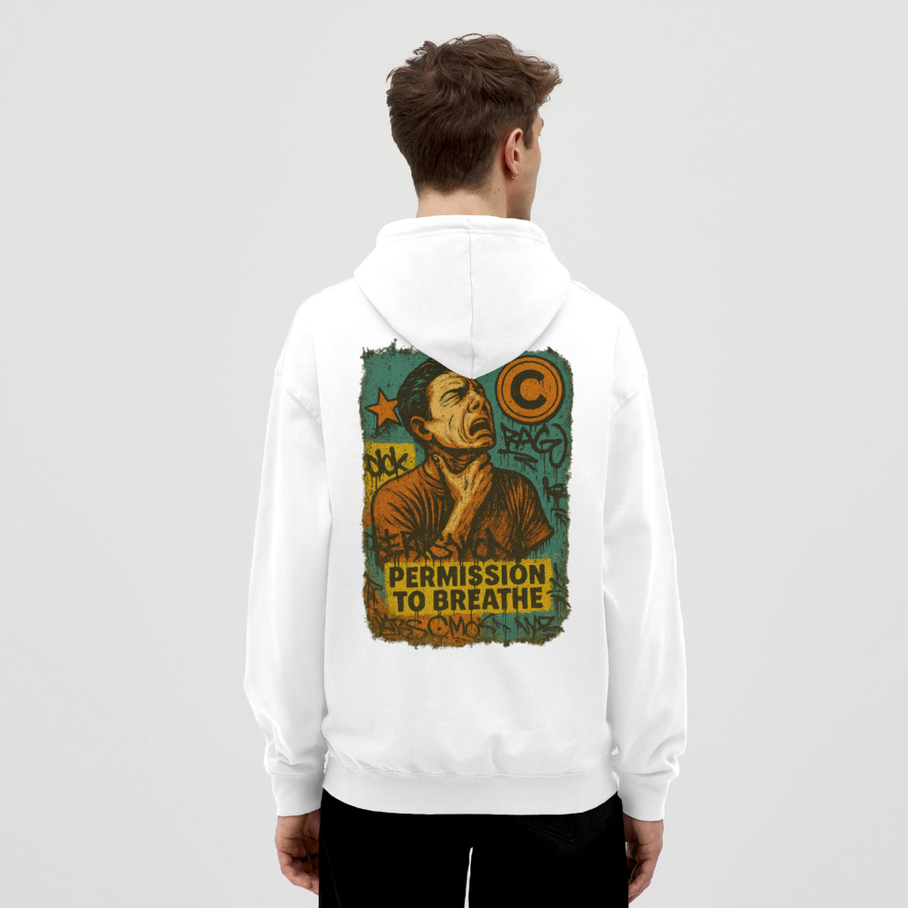 Permission to Breathe - Cotton Unisex Hoodie (Graffiti Version) - white