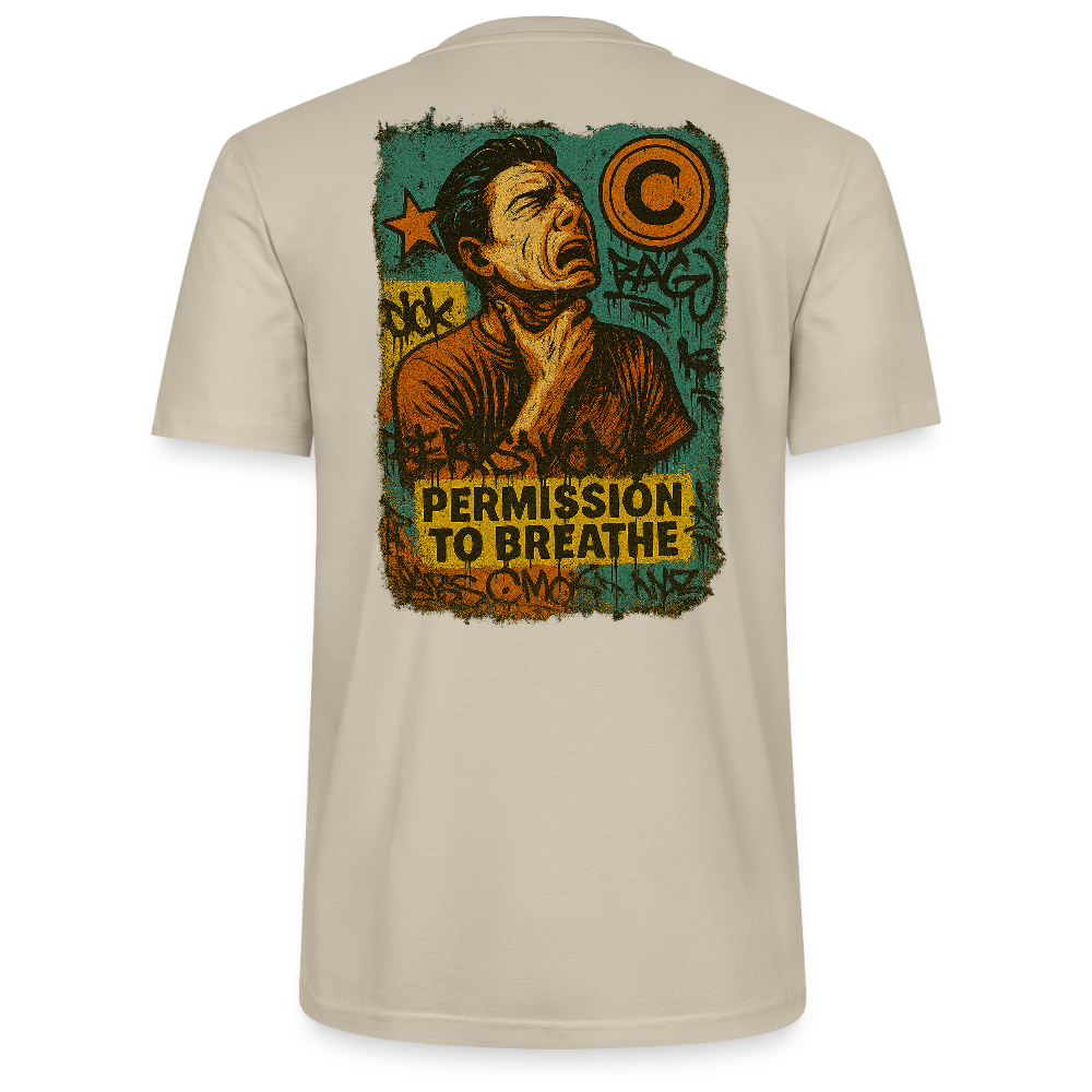 Permission to Breathe - Cotton Unisex Tshirt (Graffiti Version) - beige