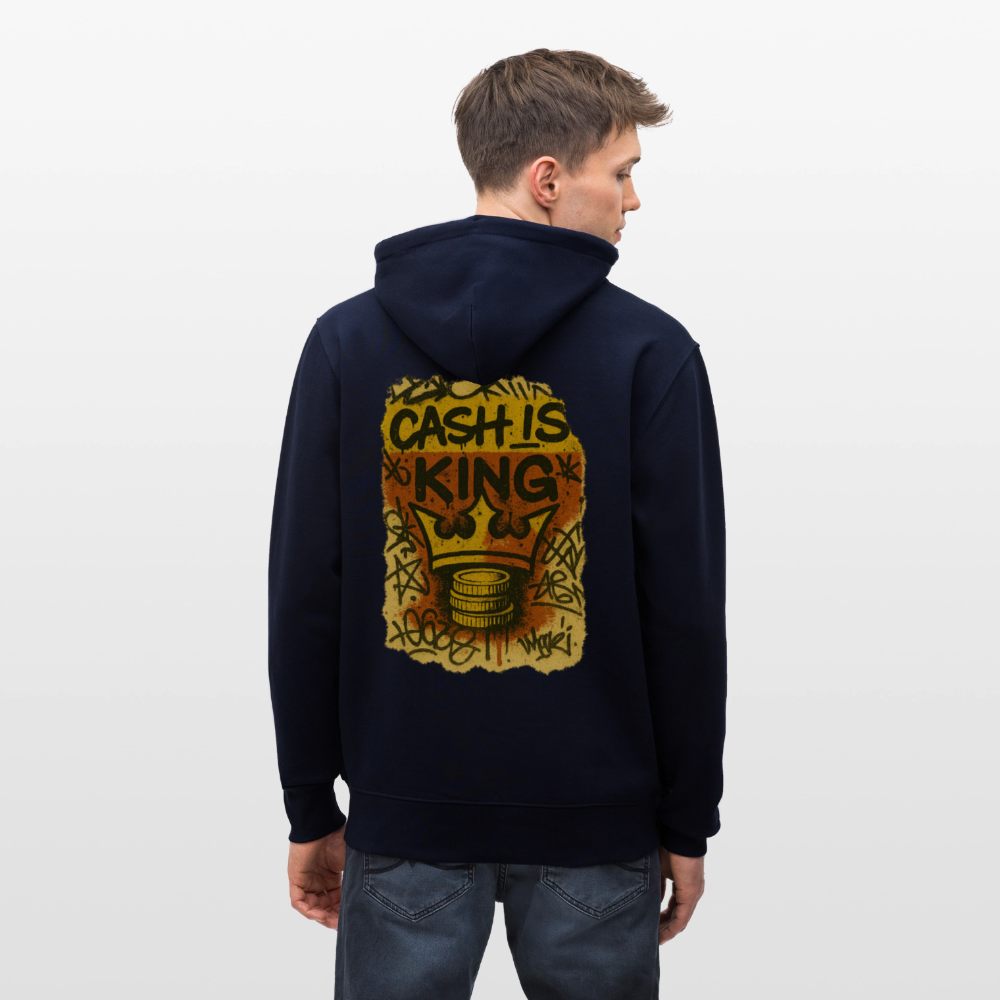 Cash is King Graffiti - Unisex Organic Zipped Hoodie - navy