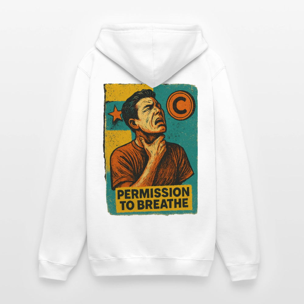 Permission to Breathe - Cotton Unisex Hoodie - white