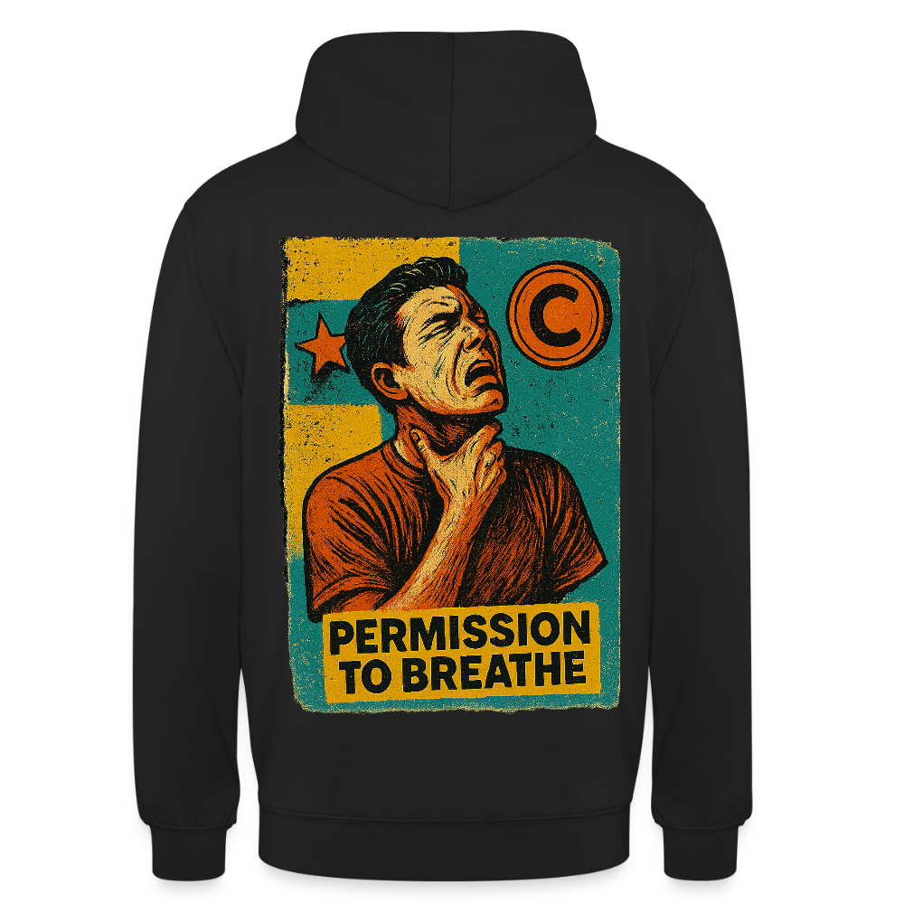 Permission to Breathe - Cotton Unisex Hoodie - black