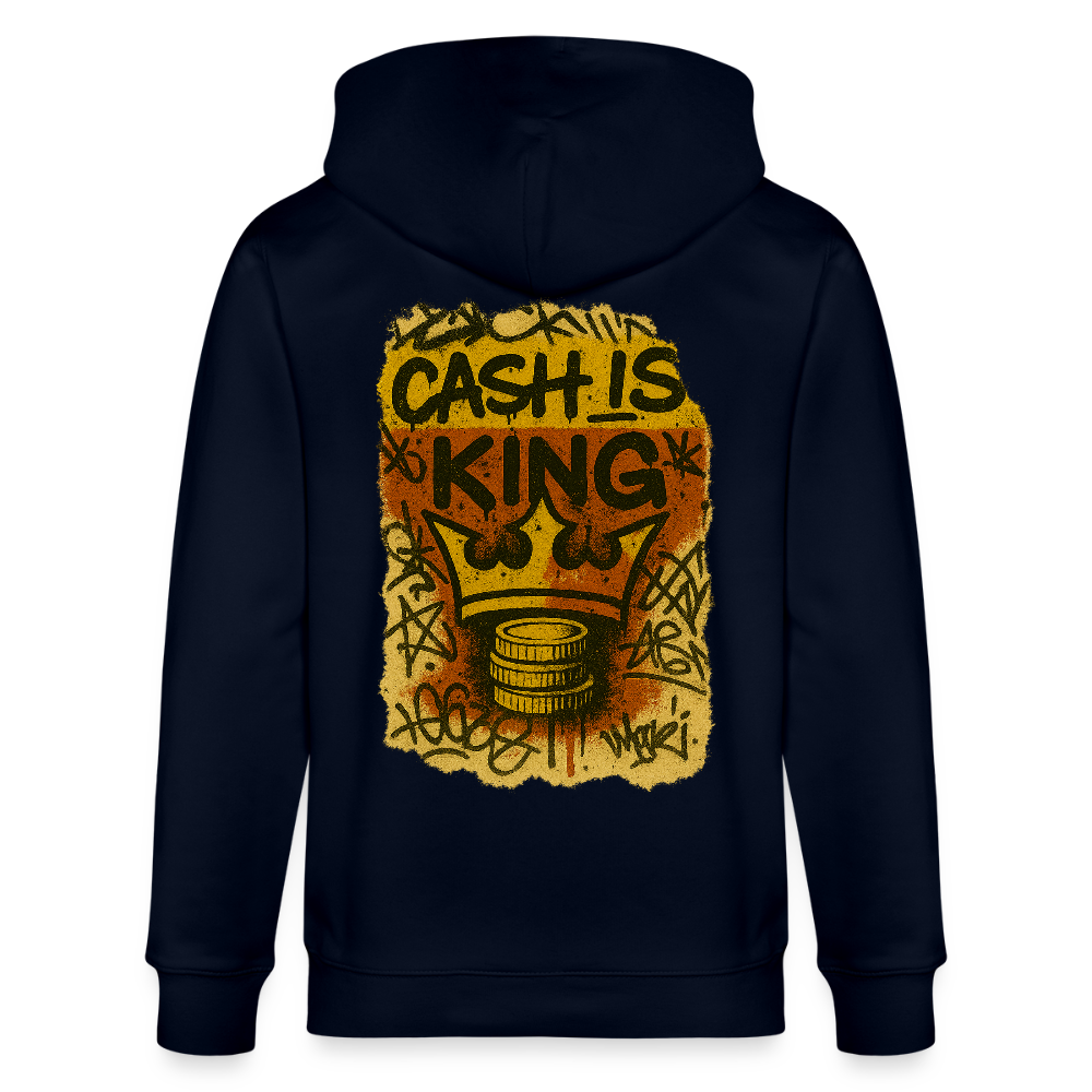 Cash is King - Unisex Organic Hooded Jacket  (Graffiti Version) - navy