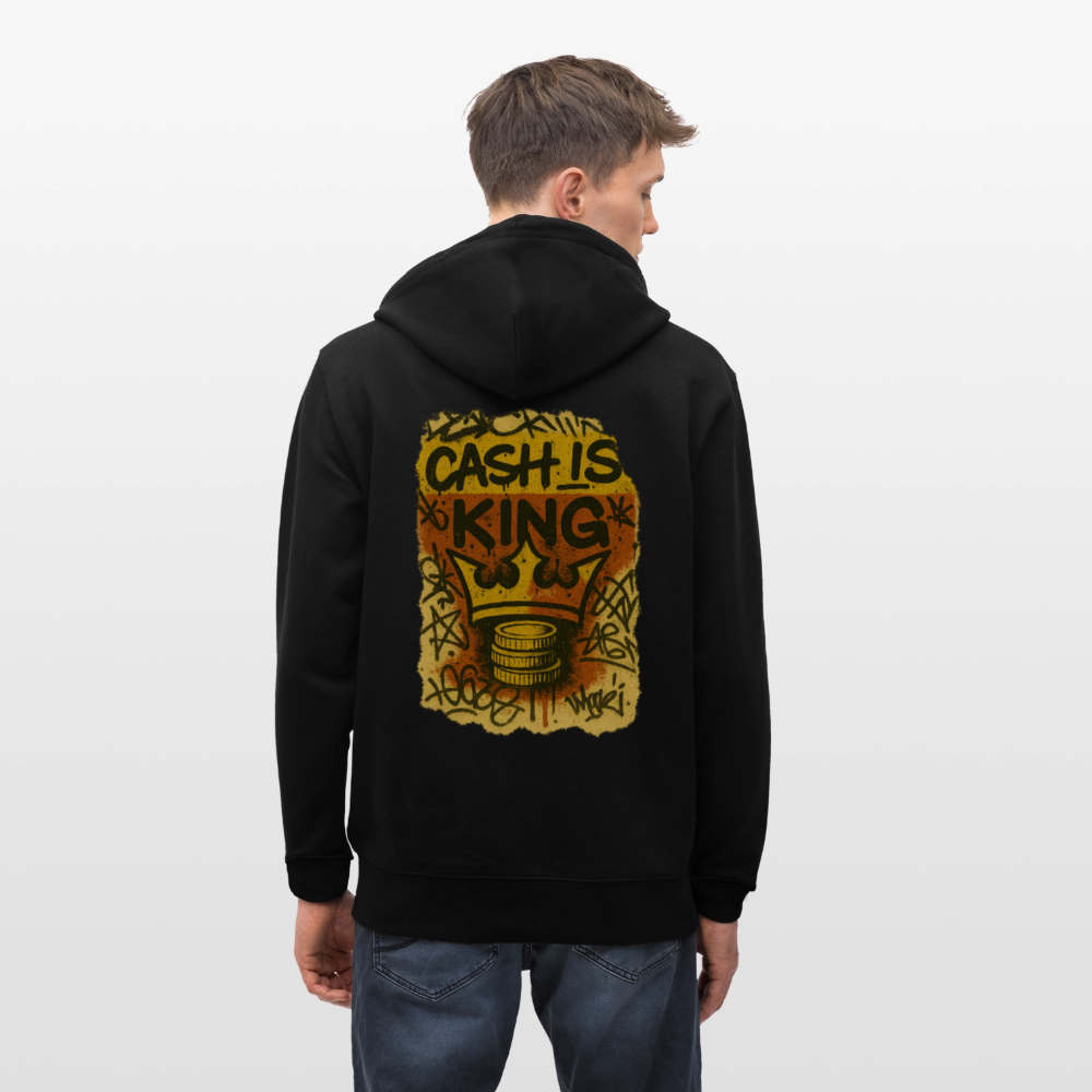 Cash is King Graffiti - Unisex Organic Zipped Hoodie - black