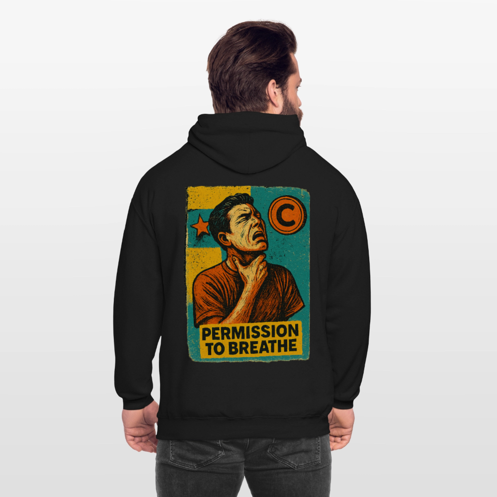 Permission to Breathe - Cotton Unisex Hoodie - black