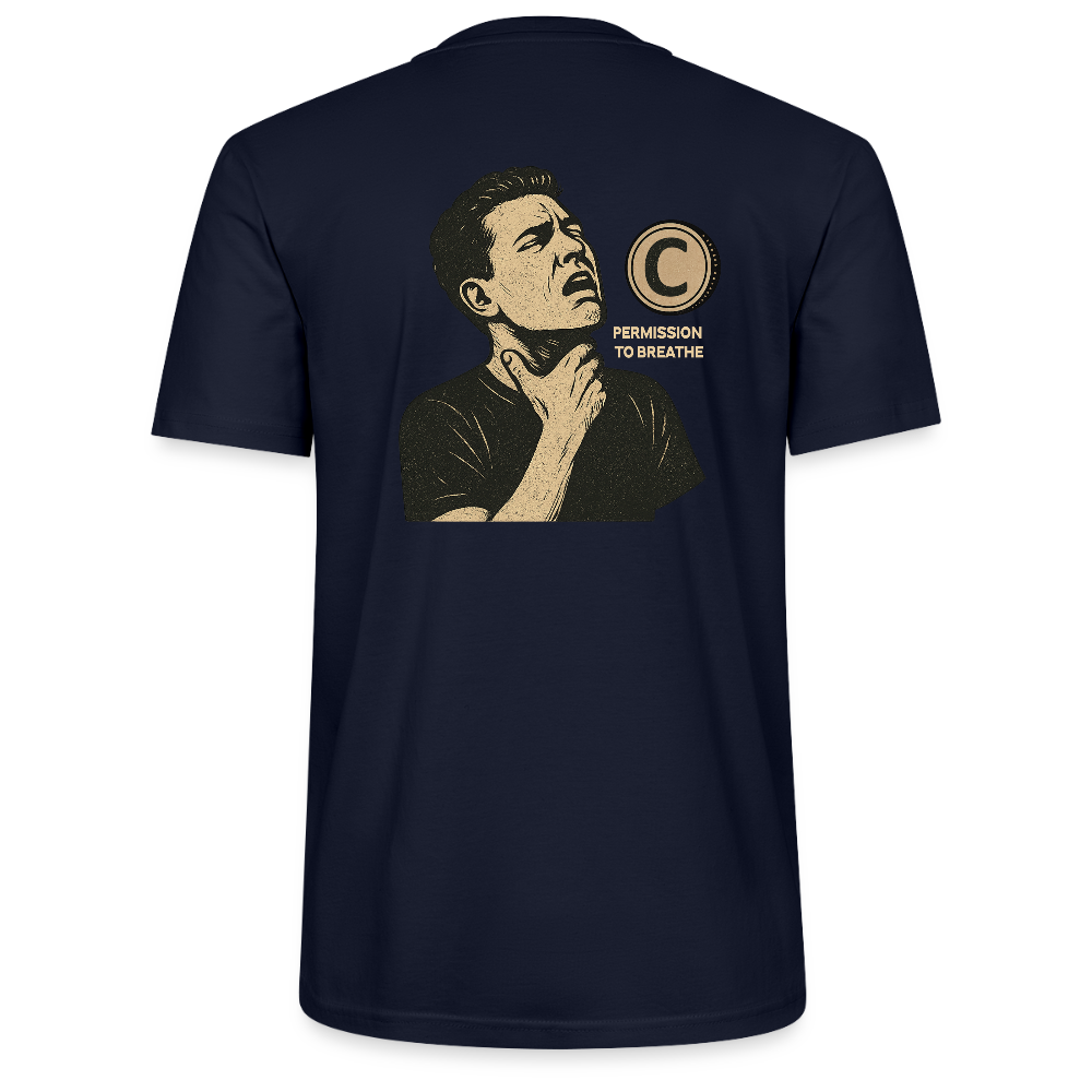 Permission to Breathe - Cotton Unisex Tshirt - navy