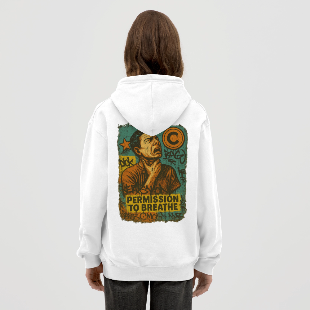 Permission to Breathe - Cotton Unisex Hoodie (Graffiti Version) - white