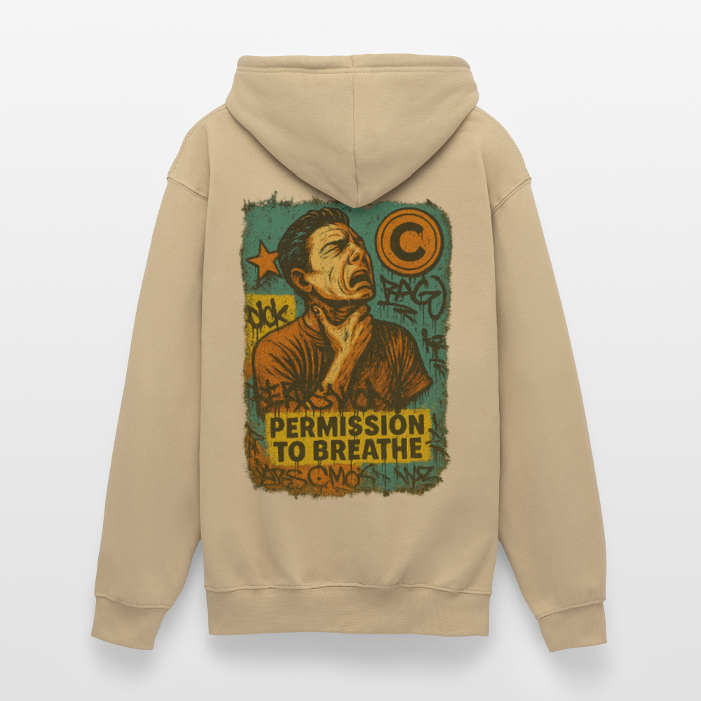 Permission to Breathe - Cotton Unisex Hoodie (Graffiti Version) - beige