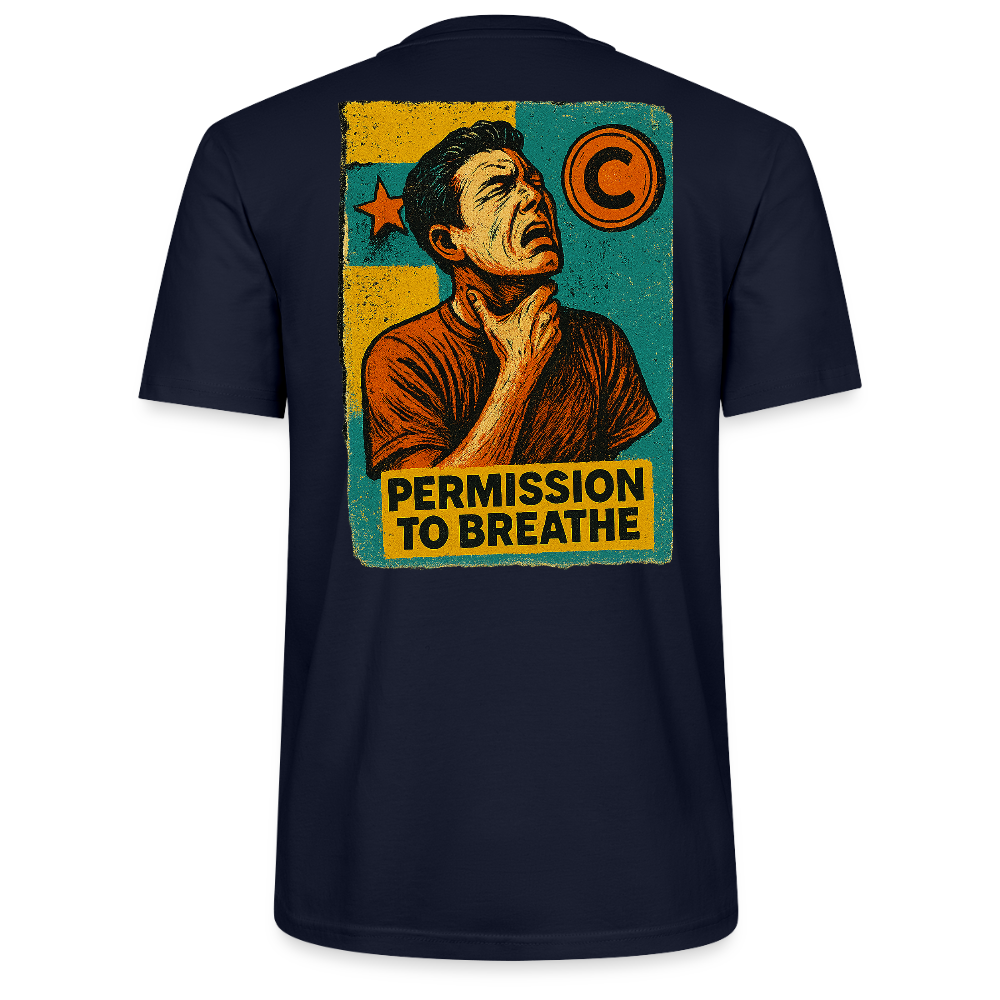 Permission to Breathe - Cotton Unisex Tshirt - navy