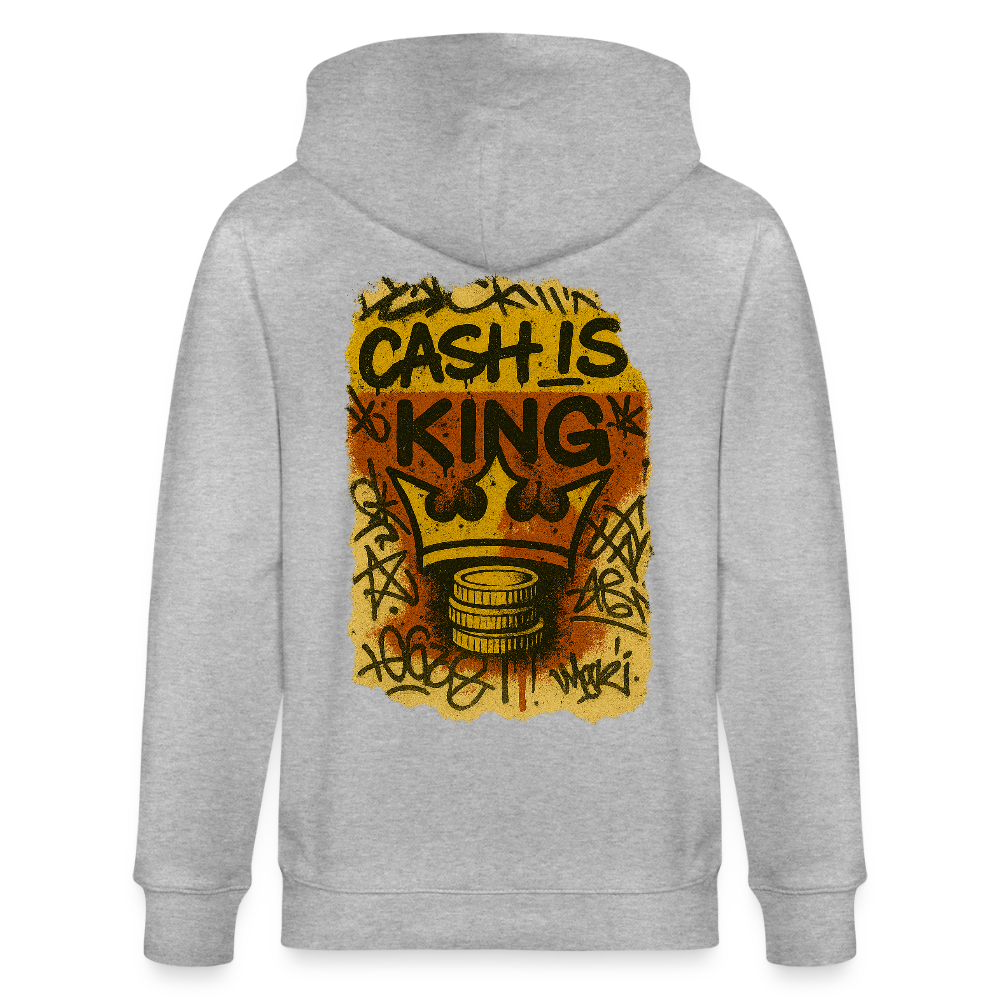 Cash is King - Unisex Organic Hooded Jacket (Graffiti Version) - heather grey