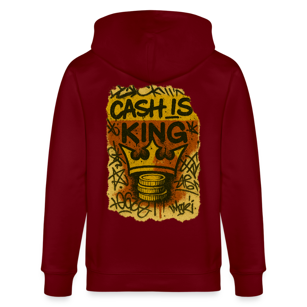 Cash is King - Unisex Organic Hooded Jacket (Graffiti Version) - burgundy